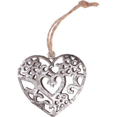 Vacchetti Giuseppe Confezione 8 addobbi a cuore in metallo lavorato, 6196990000 (1/5)