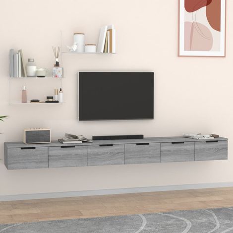 Lot de 2 Armoires murales Étagères Murale Meubles de rangement Sonoma gris 102x30x20cm Bois d'ingénierie 66281 (1/5)