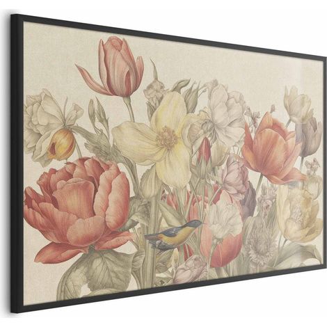 Poster – Blumenstrauß auf cremefarbenem Hintergrund (1/4)