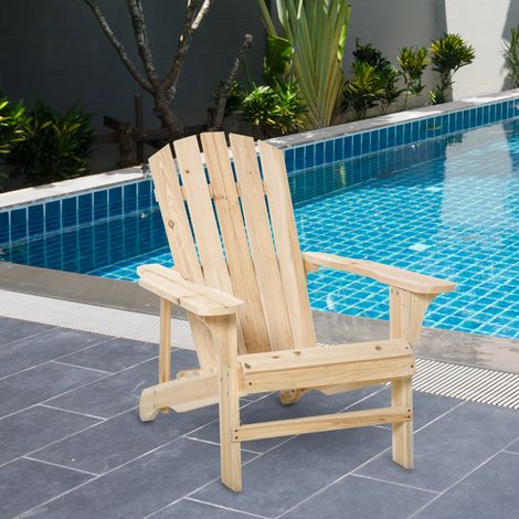Fauteuil adirondack Fauteuil de Jardin Chaise de Jardin de Plein Air dim. 78L x 89P x cm 88H Bois Massif Sapin Naturel pour Jardin. Balcon