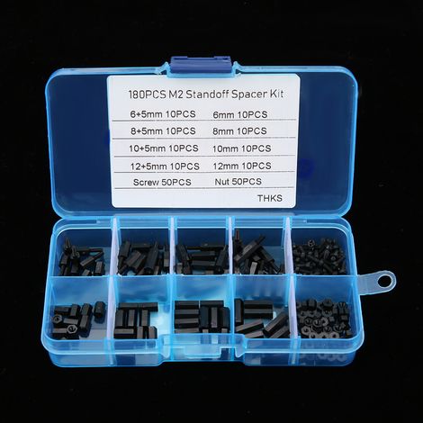 Kit de 180 pièces M2 Écrous et Vis à Entretoises Noir avec Boîte de Rangement (1/5)