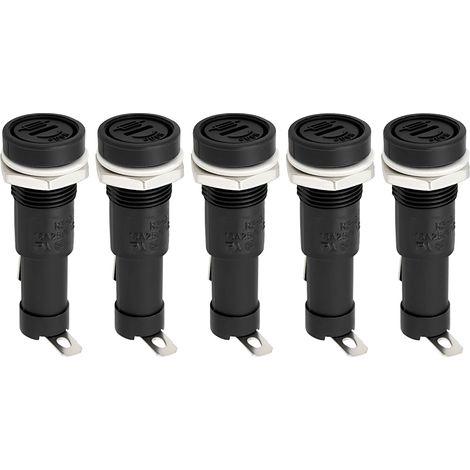 Lot de 5 porte-fusibles à montage sur panneau compatibles avec fusibles de 6,3 x 30 mm 15 A 250 V AC pour équipement de sécurité, appareils ménagers, maison intelligente (1/5)