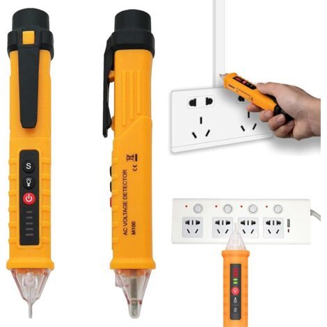 Détecteur de Tension Sans Contact, AC Testeur de Tension 12-1000V avec Sensibilité Réglable avec Lampe de Poche et Alarme Sonore, Test de Fil en Neutre/Phase et Détecter Firewire Ligne Zéro (1/5)