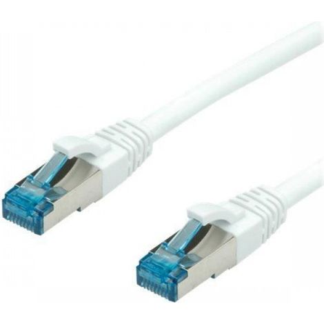 VALUE Cordon de raccordement RJ-45 (M) pour RJ-45 (M) 1.5 m SFTP, PiMF CAT 6a sans halogène, moulé, sans crochet, bloqué blanc