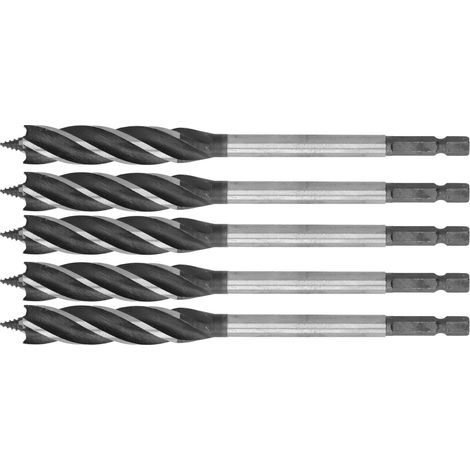 5-teiliges Holzbohrer-Set für Bohrmaschinen, Metalllochsägen, 14-mm-Sechskant-Spiralbohrer – 4-Schlitz-Schneidwerkzeug
