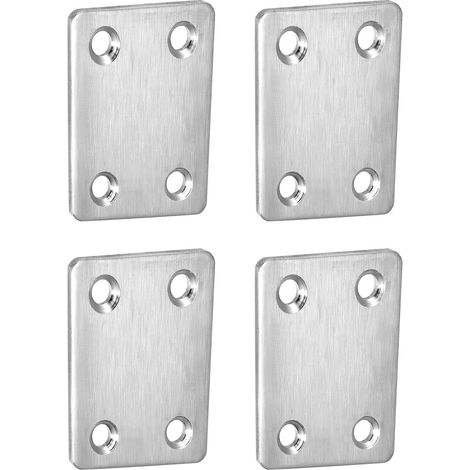 4Paquet 47x38x2mm Plat Droit Brace Plaque Argent Ton (1/5)