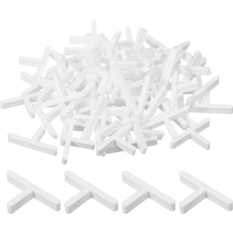 200 Pièces de Cales en Plastique en Forme de T pour Carrelage Mural et de Sol, Outils de Pose de Carrelage, Espacement de 2 mm (1/12 Pouce) pour Carreaux en Céramique, Blanc (1/5)