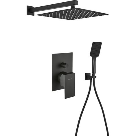 Ensemble de douche à encastrer SPECTRE avec mitigeur à levier, 2 sorties, noir mat