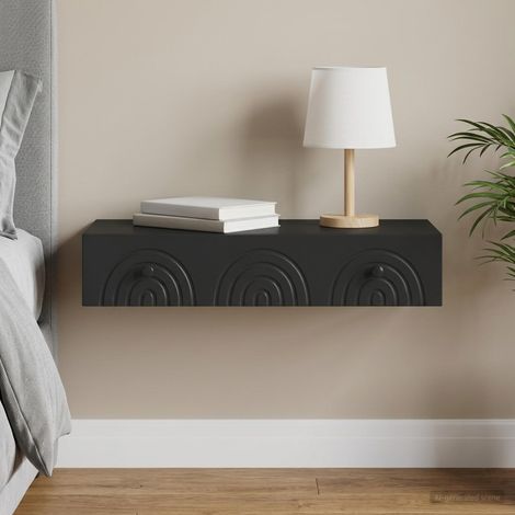 vidaXL Mesa Lateral Montada en la Pared 87,5 x 34,5 x 17 cm Negro (1/5)