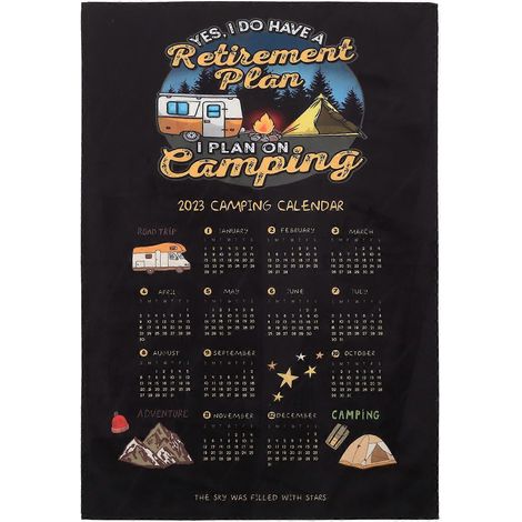 Calendrier de camping en tissu 2023, calendrier mural pour la maison, le bureau ou la chambre d'étudiant-60X40X0.1cm-Black (1/2)