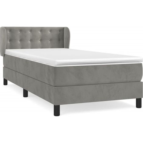 Maison Exclusive - Giroletto a Molle con Materasso Grigio Chiaro 90x190 cm Velluto (1/5)