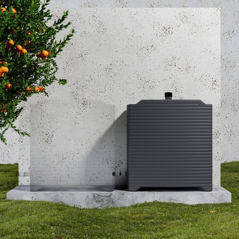 Mon Marché Déco – Récupérateur d'eau de pluie 126 L – Connectable horizontalement – Design moderne gris anthracite – Pour espaces restreints