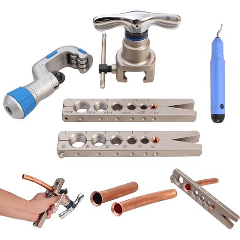 Kit d'outils de flare, Plage de flare de 6 à 19 mm, Compatibilité de flare avec le cuivre et l'aluminium, Conception de cône excentrique, Construction en acier et aluminium durable, Conforme aux norme (1/5)