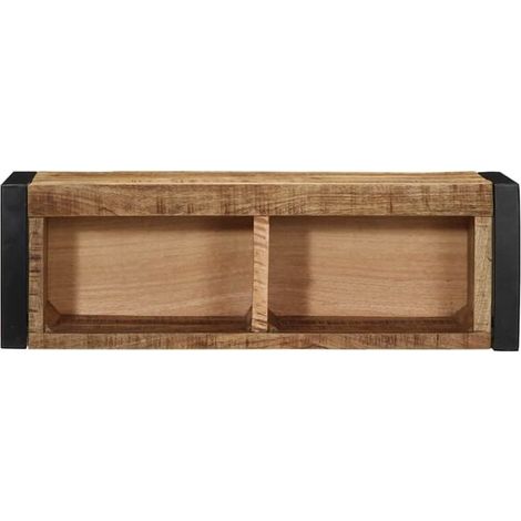 Meuble TV 80 x 30 x 25 cm En Bois Massif De Manguier Brut, Fixable Au Mur (1/4)