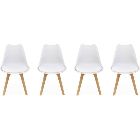 Lot de 4 chaises scandinaves. pieds bois de hêtre. chaises 1 place. blancs (1/5)