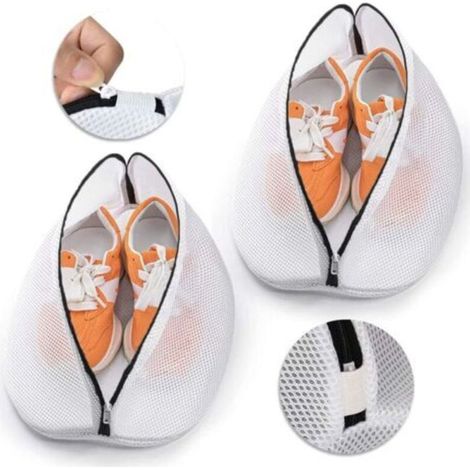 Sac de lavage de chaussures 2 pièces, lavage de chaussures en machine à laver, sac de rangement de chaussures en maille à linge, protégez vos chaussures des dommages