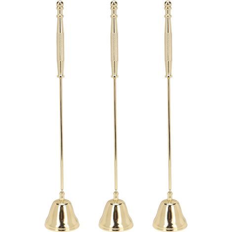 Goldener, glockenförmiger Kerzenlöscher mit langem Griff – 3-teilig, Dochtlöscher, Kerzenstopper (1/5)