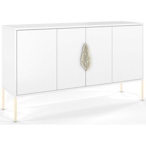 Commode Merlin 138 x 40 x 79 cm Bois - Blanc et doré (1/5)