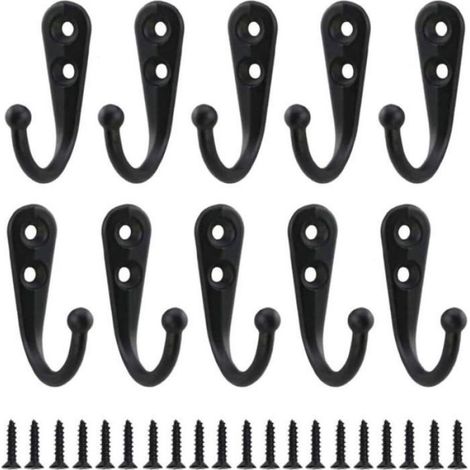 10pcs Rétro Crochet de Manteau Métal Noir Patère Murale à Visser Individuelle Patère Porte Manteau Vintage Murale pour Peignoir Ma (1/5)