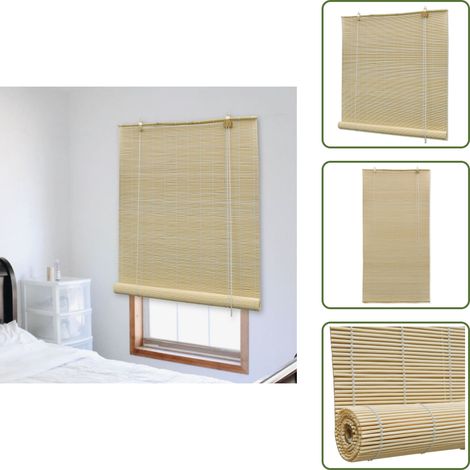 Store roulant en bambou 140x220 cm Naturel - Stores Vénitiens - Rideaux En Bambou - Décoration Intérieure - Intimité - Luminosité Naturelle (1/5)