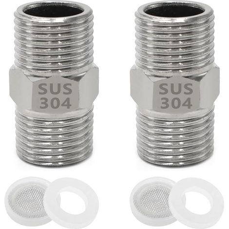 2 Pièces en Mamelon Hexagonal Acier Inoxydable,Mâle BSP Raccords de Tuyauterie Raccord pour Rallonge Connecteur Tuyau - (1/5)