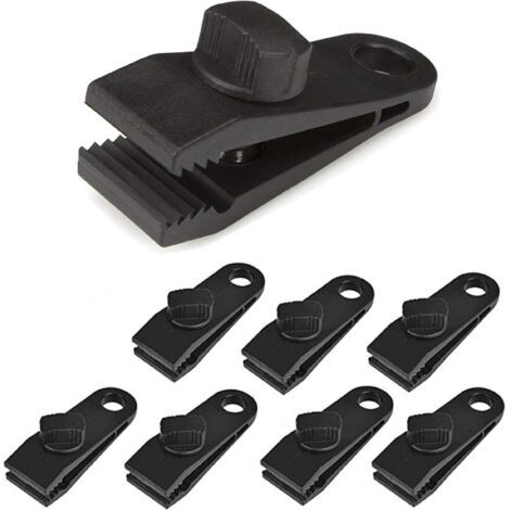 8 Pcs Pince à Pince pour bâche Ensemble de Pinces à bâche résistantes Pince pour auvent instantané pour tentes Caravan Garden Shade Housse de Noir (1/5)