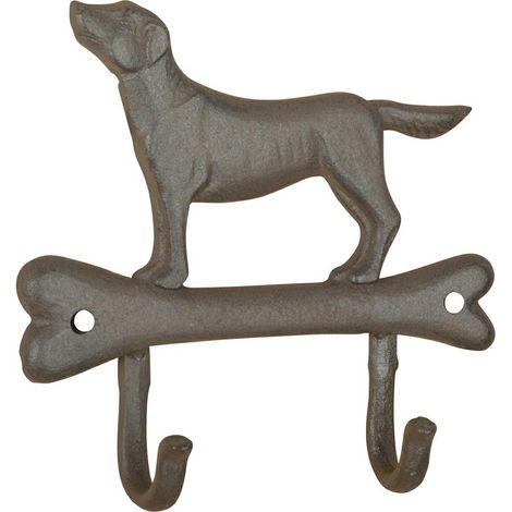 Esschert Design kleiderhaken Hund auf Knochen 19,3 cm Gusseisen braun