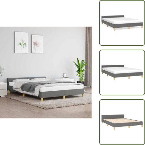 Cama de madera contrachapada - vidaXL Cama sin colchón tela gris oscuro 140x190 cm - Cama con cabecero