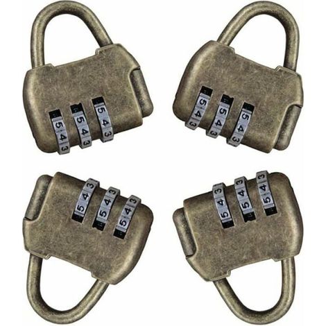 Cadenas Code - 3 Chiffres - Alliage Zinc - Pour Casiers Portes Extérieures - Lot De 4 (1/5)