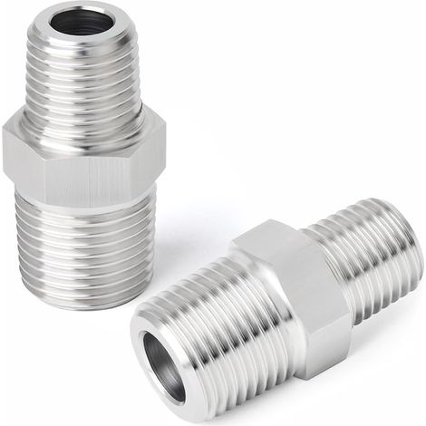 2 pièces 1/2 "x 1/8" raccord de tuyau réducteur mâle BSP, mamelon hexagonal en acier inoxydable 304 (1/5)