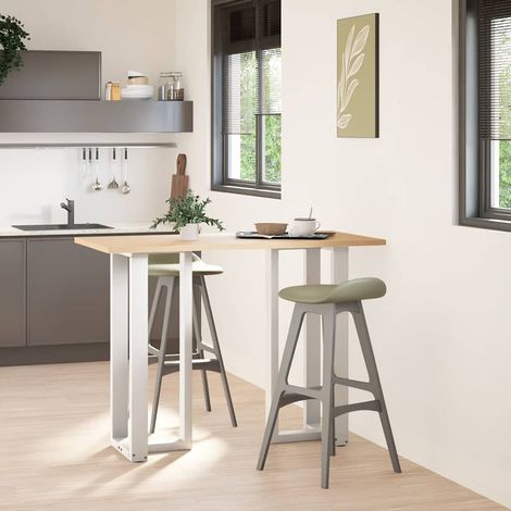Pieds de table de bar en T, 2 pièces, blanc, 50 x 35 x (100-101) cm, acier