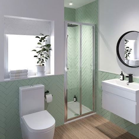Bifold Shower Door 900x900mm Easy Plumb Tray 6mm Safety Glass Bathroom Modern (1/5)