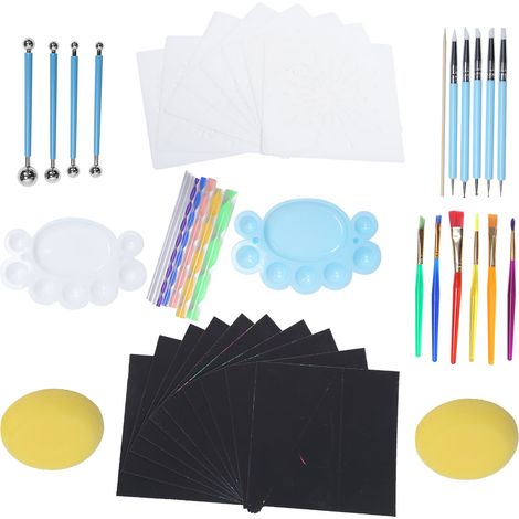 Kit de peinture sur roche mandala multifonctionnel avec outils à pointiller et sac étanche pour aquarelle, gouache et peinture à l'huile. (1/5)