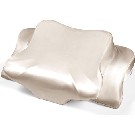 Taie d'oreiller en Satin pour Oreiller de Soutien du Cou, 63 x 38 x 14 cm taie d'oreiller pour Oreiller Cervical, Lisse et Douce, avec Fermeture éclair (Champagne Couleur) (1/5)