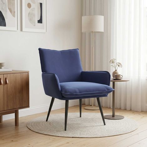 vidaXL Fauteuil Bleu police Velours (1/5)