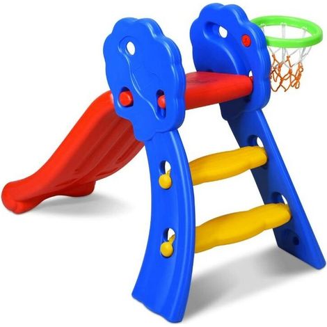 Toboggan Pliable - 108 x 58 x 71 5 Cm - Charge Max 50 Kg - Pour Enfants 3 À 8 Ans - Avec Panier Basketball - 1 Pièce