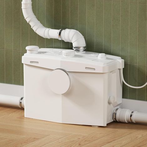 Broyeur Sanitaire 900W Haute Puissance, 4 Entrées 2 Sorties, Trappe de Dégagement Brevetée, Pompe de Relevage pour Toilette, Buanderie, Évier, Douche au Sous-sol, Moteur en Cuivre (1/5)