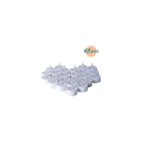 Flammenlose LED-Teelichter – mit CR2032-Batterien – Flackereffekt – Warmweiß – 48 Stück – Crezuo