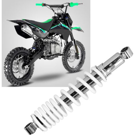 Amortisseur arrière blanc de 370 mm, compatible avec toutes les motos, motocross et quads dont l'entraxe de fixation est de 370 mm. Pression du ressort réglable (nécessite un emballage carton) (poids (1/5)