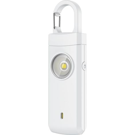 Alarma personal recargable - Regalo de Navidad y cumpleaños para mujeres, estudiantes, adolescentes y personas mayores, sirena, blanca (1/5)