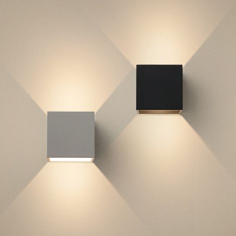 2 pièces haut et bas applique murale LED applique intérieur moderne 6W blanc chaud 3000K carré en aluminium éclairage (1/5)