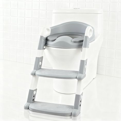 Toilettenverkleinerer mit Stufen für Kinder – 1 Stück – Polypropylen – faltbar und verstellbar – für Mädchen und Jungen von 2 bis 7 Jahren – Grau (1/5)