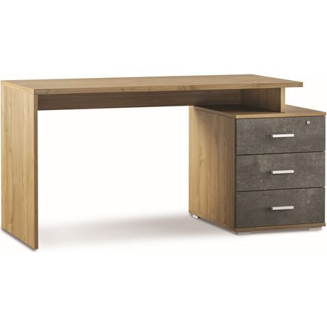 Scrivania 3 Cassetti 154L x 55P x h76 – Finitura Legno Noce e Nero Opaco – Sarmog (1/4)