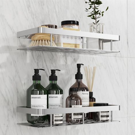 Jaula de ducha adhesiva - Jaula de ducha de acero inoxidable de doble capa para baño y cocina, para montaje en pared. (1/5)