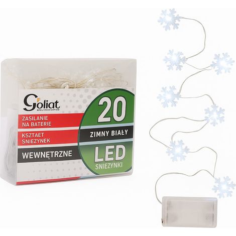 Luci natalizie a LED a forma di fiocco di neve, con filo, alimentate a batteria, luce bianca fredda. (1/5)