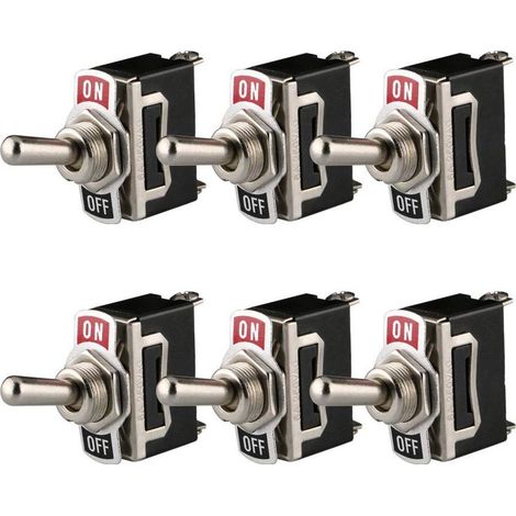 Interrupteur à Bascule 12V-24V-48V-110V/10A, 220V-230V/6A, SPST ON/OFF 2 Positions 2 Broches, pour Voiture Tableau de Bord Lumière (Pack de 6, Noir) (1/5)