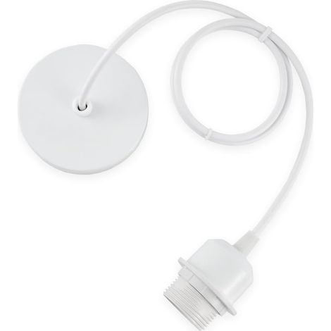 Douille E27 pour lustre, câble E27 pour lustre à monter soi-même, douille de lustre (blanche), 1 mètre de long