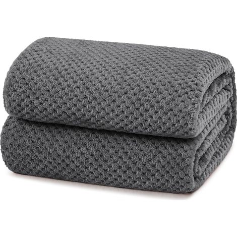 Plaid Couverture Polaire, Jeté de Canapé en Flanelle, Gris Foncé (1/5)