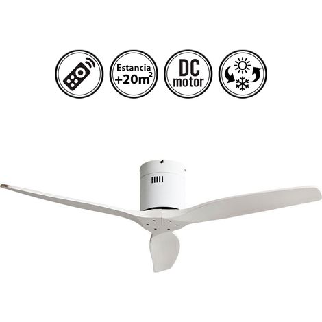 ABRILA - Ventilador de techo motor DC modelo AGUILON Blanco, 3 aspas, 5 velocidades, control remoto, temporizador, silencioso y bajo consumo, modo invierno-verano, tamaño grande