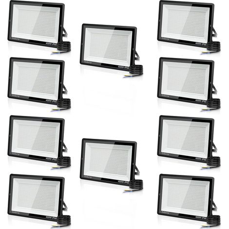 10PCS 400W Projecteur LED Extérieur, Spot LED Exterieur 40000LM Super Lumineux 6500K Blanc Froid Éclairage de Sécurité Extérieur IP66 Imperméable pour Garage Jardin Terrasse Parking (1/5)